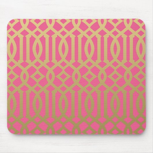 Gold-und Rosa-modernes Gitter-Muster Mousepad (Vorne)