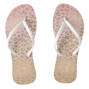 Gold und Rosa Ombre Leopard Print Badesandalen