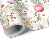 Gold und Rosa | Ornaments | Botanisches Muster Geschenkpapier (Rolleneckpunkt)