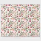 Gold und Rosa | Ornaments | Botanisches Muster Geschenkpapier (Flach)