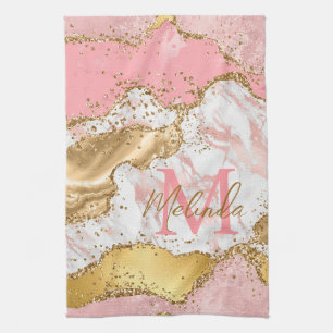 Gold- und rosa Pailletten Achat Geschirrtuch
