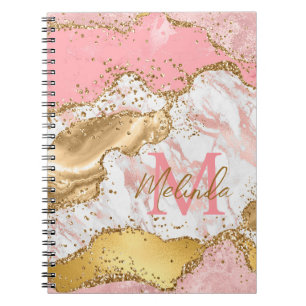 Gold- und rosa Pailletten Achat Notizblock
