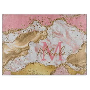 Gold- und rosa Pailletten Achat Schneidebrett