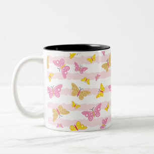 Gold- und rosa Schmetterling Zweifarbige Tasse
