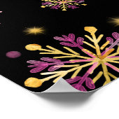 Gold und Rosa Schneeflocken Frohe Weihnachten Poster (Ecke)