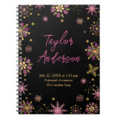 Gold und Rosa Schneeflocken Geburtsstunde Notizblock (Vorderseite)