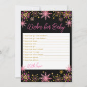 Gold und Rosa Schneeflocken wollen Baby Einladung (Vorderseite)