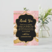 Gold und Rosa Sequins Agate Birthday Dankeskarte (Stehend Vorderseite)