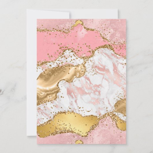 Gold und Rosa Sequins Agate Birthday Einladung (Rückseite)