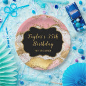 Gold und Rosa Sequins Agate Birthday Pappteller (Party)