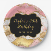 Gold und Rosa Sequins Agate Birthday Pappteller (Vorderseite)