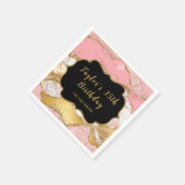 Gold und Rosa Sequins Agate Birthday Serviette (Ecke)