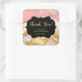 Gold und Rosa Sequins Agate Birthday Vielen Dank Quadratischer Aufkleber (Tasche)