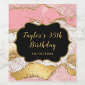 Gold und Rosa Sequins Agate Birthday Weinetikett (Einzelnes Label)
