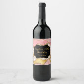 Gold und Rosa Sequins Agate Birthday Weinetikett (Vorderseite)