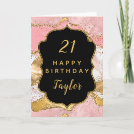 Gold und Rosa Sequins Agate Happy Birthday Karte