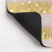 Gold und Rosa-Streifen Bokeh Confetti Mousepad (Ecke)