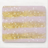 Gold und Rosa-Streifen Bokeh Confetti Mousepad (Vorne)