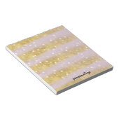 Gold und Rosa Streifen Bokeh Confetti Notizblock (angewinkelt)