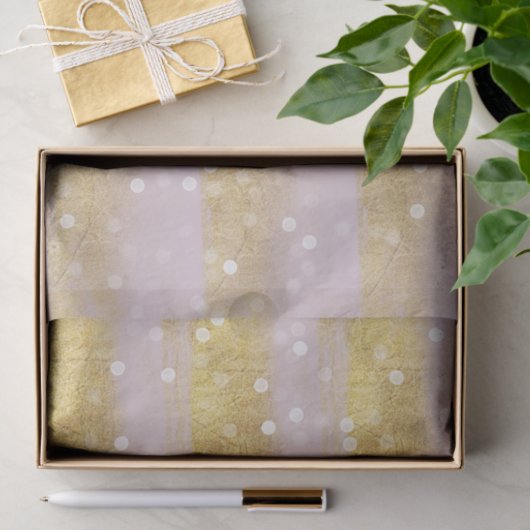 Gold und Rosa Streifen Bokeh Confetti Seidenpapier (Geschenk)