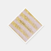 Gold und Rosa Streifen Bokeh Confetti Serviette (Ecke)