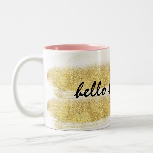 Gold und rosa Streifen Zweifarbige Tasse (Links)