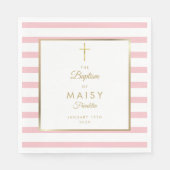 Gold und Rosa Stripe Taufe Christening Serviette (Vorderseite)