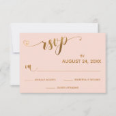 Gold und Rosa UAWG Kalligraphie mit Blütenrosa und RSVP Karte (Vorderseite)