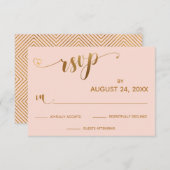 Gold und Rosa UAWG Kalligraphie mit Blütenrosa und RSVP Karte (Vorne/Hinten)