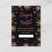 Gold und Rosa Winterschneeflocken Windeln Begleitkarte (Vorderseite)