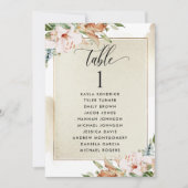 Gold- und rosafarbene Sitzplakatkarten mit Gästenn (Vorderseite)