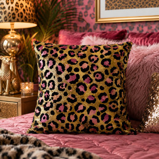 Gold- und Rosal Leoparden-Tiermuster Kissen