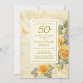Gold und Rose 50. Hochzeitstag Einladung (Vorderseite)