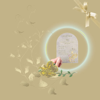 Gold- und Rosé-Blumen 50. Geburtstag Acryl-Einladu Acryleinladungen