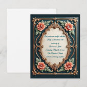 Gold- und Rosé-Blumenmuster-Einladungen Einladung (Vorne/Hinten)