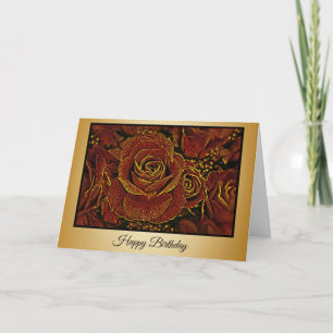 Gold und Rose - Geburtskarte Karte