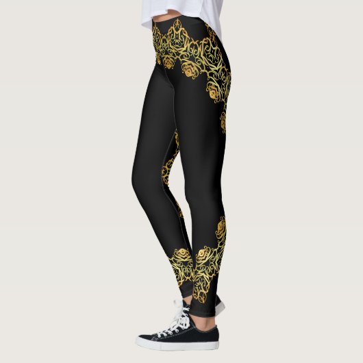 Gold und Rose Gold Abstraktes Prismatisches Design Leggings (Links)