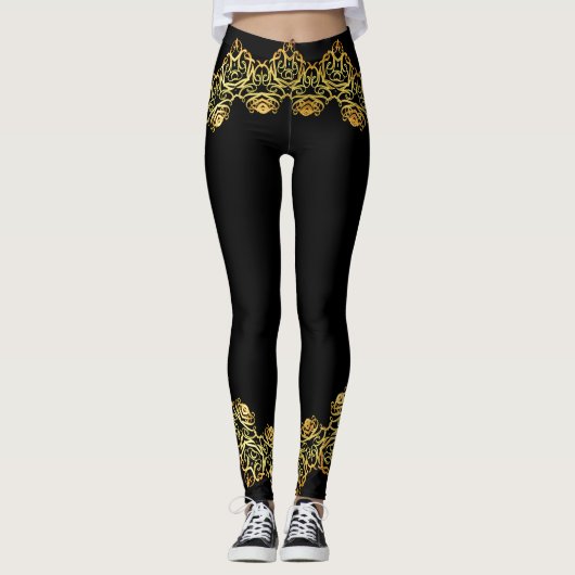 Gold und Rose Gold Abstraktes Prismatisches Design Leggings (Vorderseite)