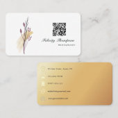 Gold und Rose Gold Pinselstriche QR-Code Visitenkarte (Vorne/Hinten)