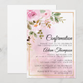 Gold und Rose Marmorrosa Bestätigung Einladung (Vorne/Hinten)