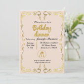 Gold und Rose zum Geburtstag Einladung (Stehend Vorderseite)