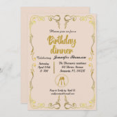 Gold und Rose zum Geburtstag Einladung (Vorne/Hinten)