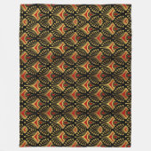 Gold und Rot Art Deco Muster auf schwarz Fleecedecke (Vorderseite)