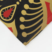 Gold und Rot Art Deco Muster auf schwarz Fleecedecke (Ecke)