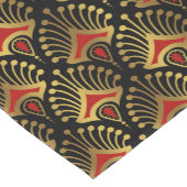 Gold und Rot Art Deco Muster auf schwarz Kurzer Tischläufer (Ecke)