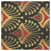 Gold und Rot Art Deco Muster auf schwarz Stoff (Muster)