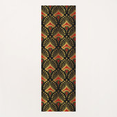 Gold und Rot Art Deco Muster auf schwarz Yogamatte (Vorderseite)