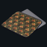 Gold und Rot Art Deco Muster Laptop Sleeve<br><div class="desc">Gold und Rot Art Deco nahtloses Muster auf einem wechselbaren schwarzen Hintergrund.</div>