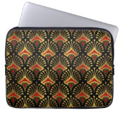 Gold und Rot Art Deco Muster Laptop Sleeve (Vorderseite)