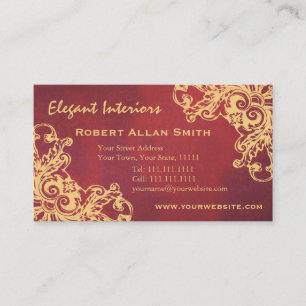Gold und Rot Barock Renaissance Grunge Elegant Visitenkarte